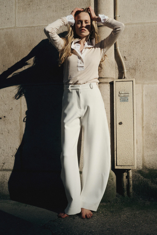 Zina barrel leg pants in viscose blend