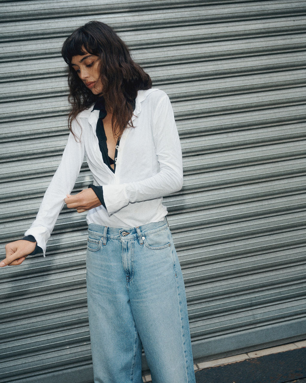 Luma long sleeve polo shirt in tissue cotton