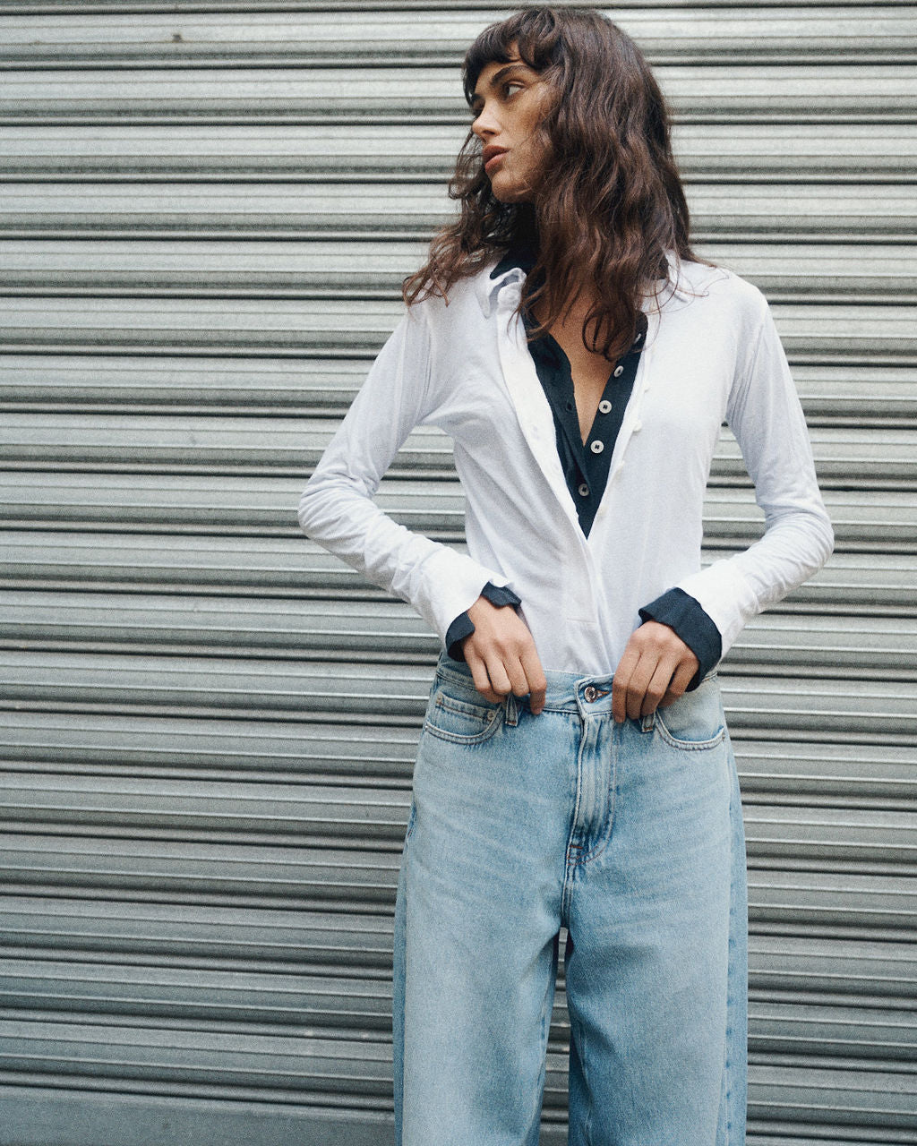 Luma long sleeve polo shirt in tissue cotton