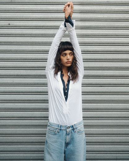 Luma long sleeve polo shirt in tissue cotton